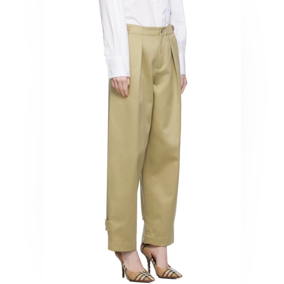 Burberry Khaki Pleated Trousers new without tags - Picture 7 of 8